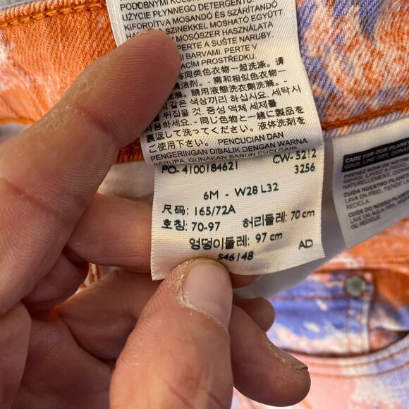 Levis Women's Jeans Size 6M 28x32 Mid Rise Skinny Orange TieDye Denim Hippie - Picture 6 of 12